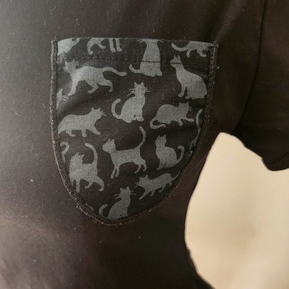 Black, White & Gray Flared Dress with Cat Print - Kiitsch Couture - size M - Picture 6 of 7